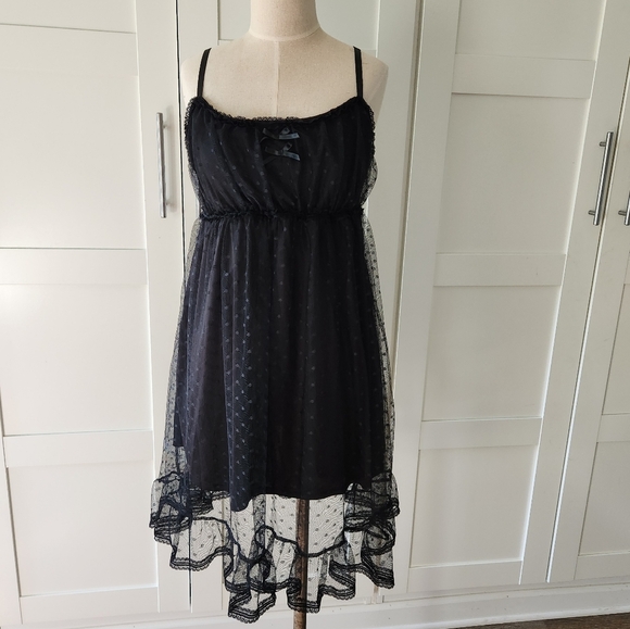 Thorn & Fable Hot Topic Women Black Empire Waist Slip Strappy Dress Size Small - Picture 4 of 10